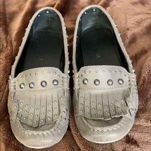 Donald Pliner all leather studded moccasins